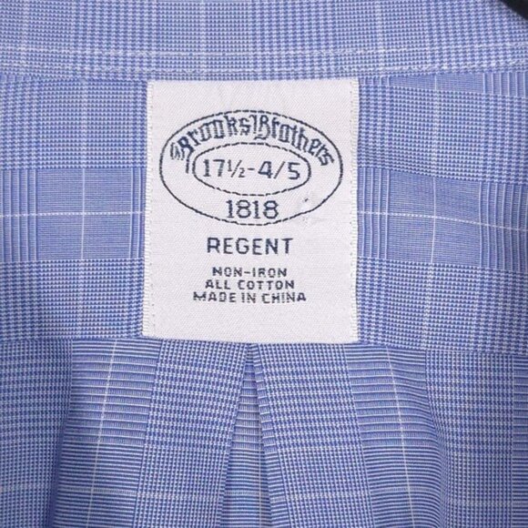 Brooks Brothers Men’s REGENT NON-IRON Cotton LS Plaid Shirt 17 1/2 - 4/5 - Picture 4 of 10